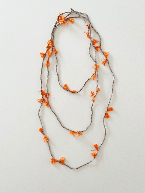 Tare Accessories - Boho Orange Tassel 54” Long Strand Convertible Wrap Necklace.